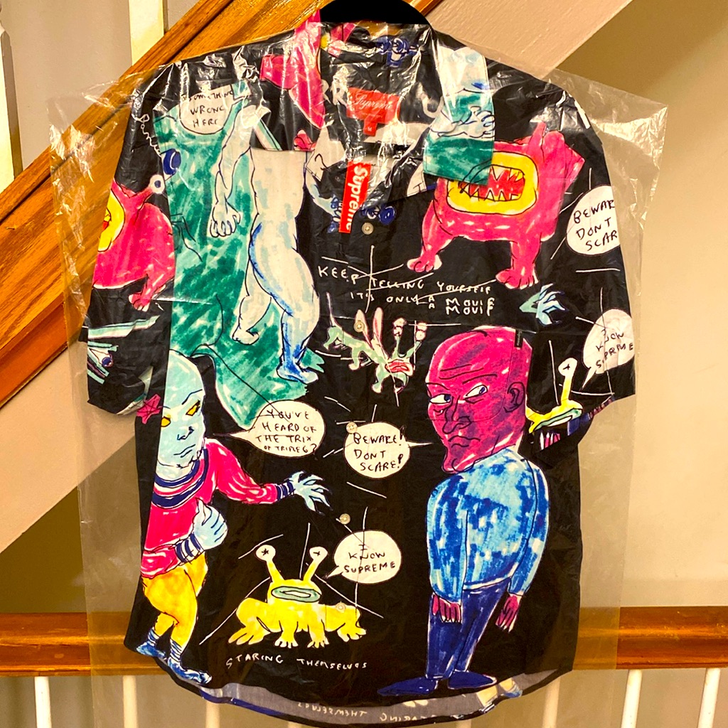 Nwt - "Supreme" - Men's Button Down (Daniel Johnston Rayon) Size: Medium